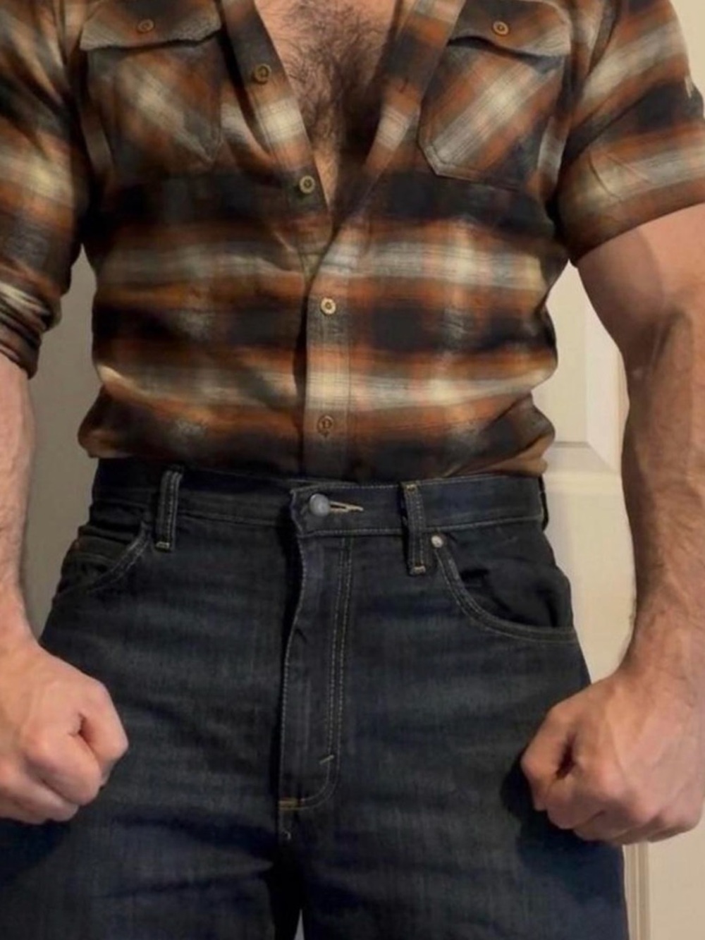 Men's Kuhl Vintage-Inspired Orange & Brown Plaid Button-Up Shirt